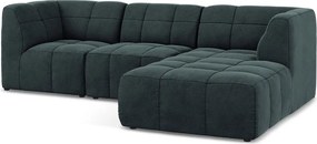 Син кадифен ъглов диван (десен ъгъл) Aloha – Makamii