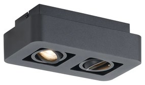 Заоблен повърхностно монтиран прожектор черен 2-лампи въртящ се и накланящ се - Dox