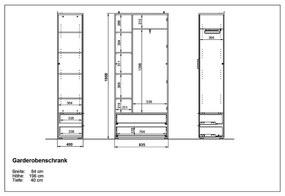 Бял гардероб от дъб с огледало 84x196 cm Telde - Germania