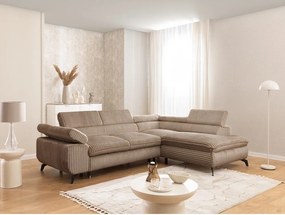 Кафяв ъглов диван от рипсено кадифе (десен ъгъл L форма) Marbeya – Ropez