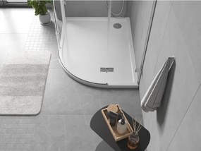 Mexen Flow полукръгъл асиметричен тънък ляв 90 x 80 cm, бял блясък - 46Q108090L