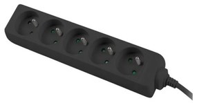 Разклонител LANBERG, 2500W, 1.5 метра, 5 контакта, Защита за деца, Черен