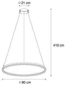 Висяща лампа черна 80 см с LED 3-степенно димиране - Girello