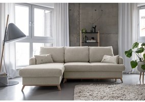Бежов разтегателен/с място за съхранение ъглов диван (ляв ъгъл) Scandic Lagom – Miuform