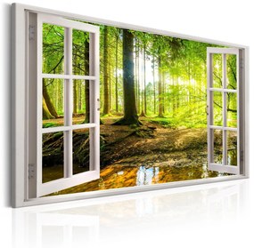 Платно печат - Прозорец: Изглед към гората 90x60