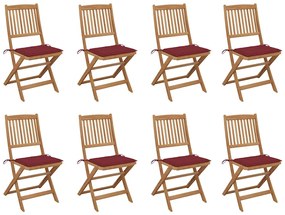 3075122 vidaXL Сгъваеми градински столове с възглавници 8 бр акация масив