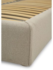 Бежово двойно легло 140x190 cm тапицирано с място за съхранение с включена подматрачна рамка Sea – Scandic