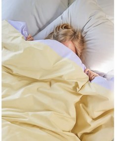 Единично удължено памучно спално бельо лавандула/бежово 140x220 cm Block – Hübsch