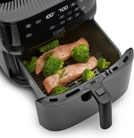 Фритюрник с горещ въздух и пара Caso AirFry & Steam 700, 1700W, 7 л, 10 програми, 60-200°C, Таймер, Прозорец, Напомняне, Черен