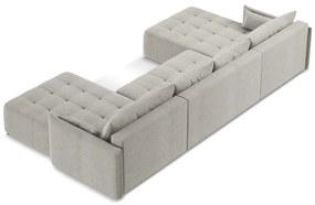 Светлосив разтегателен ъглов диван с място за съхранение (U форма) Moku – Makamii