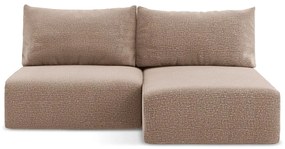 Светлокафяв разтегателен ъглов диван с място за съхранение (десен ъгъл) Kalena – Makamii