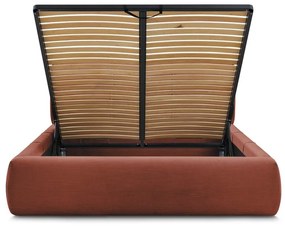 Оранжево тапицирано двойно легло с място за съхранение с решетка 160x200 cm Vernon - Bobochic Paris