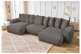 Сиво-кафяв ъглов диван от рипсено кадифе Voltaire – Bobochic Paris