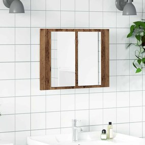 856282 vidaXL LED огледален шкаф, старо дърво, 60x12x45 см, инженерно дърво