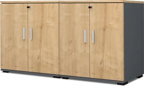 Офисен шкаф за документи Venturo меламин в антрацит - дъбов цвят 160x40x80см.