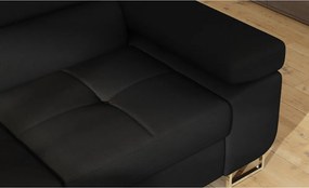 Черен разтегателен ъглов диван с място за съхранение (ляв ъгъл L форма) Anton – ELTAP