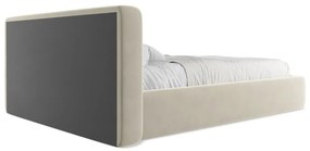 Кремаво двойно тапицирано легло с място за съхранение и включена подматрачна рамка 140x200 cm Kiana – Makamii