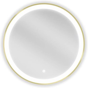 Осветено кръгло огледало за баня Mexen Esso, 60 cm, LED 6000K, антизамъгляване, златна рамка - 9825-060-060-611-50