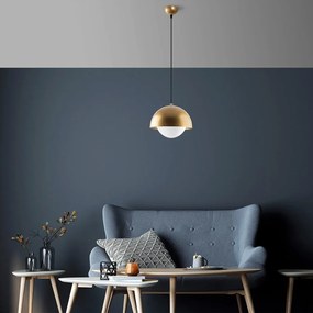 Висящо осветително тяло в златисто със стъклен абажур ø 20 cm Camgoz – Opviq lights