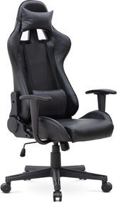 Офис игрално столче Alonso от PU кожа в черен цвят 67x70x125/135см.