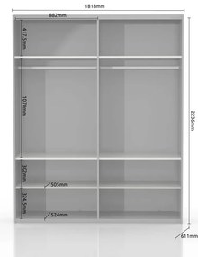 Гардероб с плъзгащи врати Realm 180 с огледало-бежов