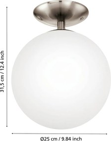 Осветително тяло за таван в бял и сив цвят със стъклен абажур RONDO – EGLO