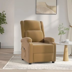 3098401 vidaXL Електрически реклайнер стол, кафяв, кадифе