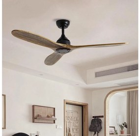 ZEVENTI - Таванен вентилатор LAURIA Wi‑Fi Tuya черен/дъб + дистанционно управление