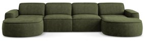 Зелен шенилов ъглов диван (U форма) Omao – Makamii