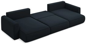 Тъмносин кадифен разтегателен ъглов диван с място за съхранение (U форма) Kapua – Makamii