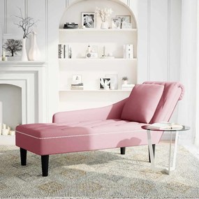 4009775 vidaXL Кушетка с възглавница и десен подлакътник, розов, кадифе