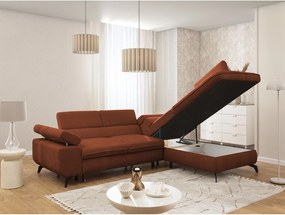 Теракотен шенилов ъглов диван (десен ъгъл L форма) Marbeya – Ropez