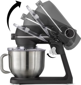 Кухненски робот Caso KM 1800 Black-E, 1800W, 6 л, 10 скорости, Таймер, Иноксова купа, Сензорно управление, LED, Черен мат