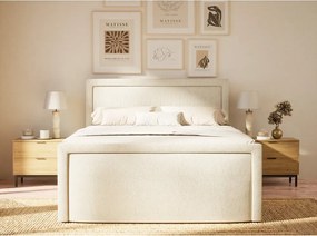 Кремаво боксспринг легло 160x200 cm с място за съхранение Fresco – Maison de Rêve