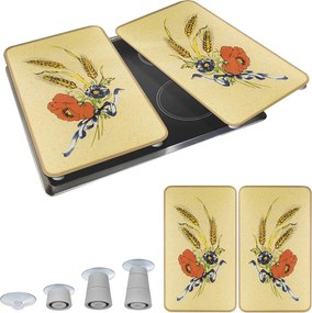 Капаци за печка в комплект от 2 броя от закалено стъкло 52x30 cm Corn-Flowers - Maximex