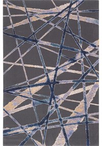Тъмносин вълнен килим 133x180 cm Sticks - Agnella