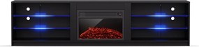Blumfeldt Perth Medium Lowboard TV шкаф с електрическа камина, 160 x 40 x 30 cm, LED