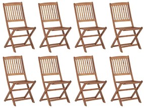 3075113 vidaXL Сгъваеми градински столове с възглавници 8 бр акация масив