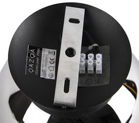 Таванна лампа в стил арт деко черна с опушено стъкло - Pallon