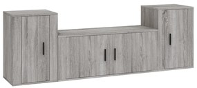3188516 vidaXL Комплект ТВ шкафове от 3 части, сив сонома, инженерно дърво
