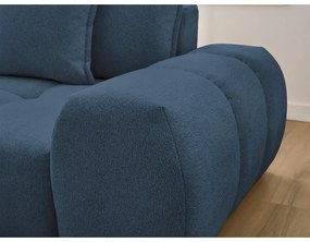 Тъмносин шенилов сгъваем/с място за съхранение ъглов диван (ляв ъгъл) Everest – Bobochic Paris