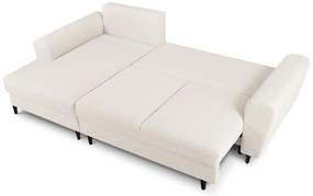 Бежов разтегателен ъглов диван с място за съхранение от прежда с примки от букле (ляв ъгъл) Kyoto – Cosmopolitan Design