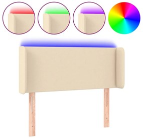 3122951 vidaXL LED горна табла за легло, кремава, 103x16x78/88 см, плат