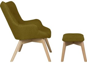 Зелен фотьойл с табуретка Niko – Ropez