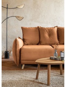 Ъглов разтегателен диван от велур в тухлен цвят (десен ъгъл) Lazy Lukka - Miuform