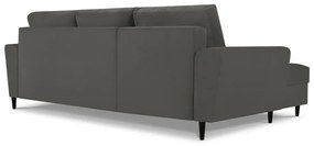 Тъмносив ъглов разтегателен диван от велур , ляв ъгъл Moghan - Micadoni Home