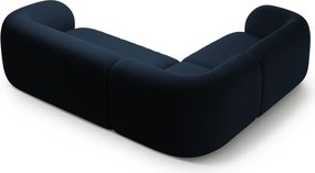 Син кадифен ъглов диван (ляв ъгъл/L форма) Kate – Micadoni