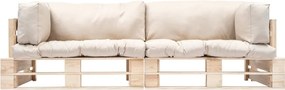 277483 vidaXL Градински диван от 2 части с пясъчни възглавници бор