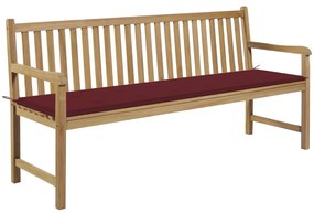 3062793 vidaXL Градинска пейка с виненочервено шалте, 175 см, тик масив