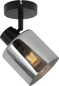Таванен прожектор в стил арт деко черен с опушено стъкло регулируем - Laura